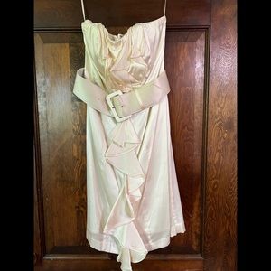 Strapless cream colored mini dress